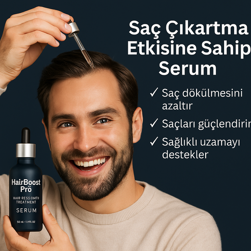 HairBoost Pro® – 3 Haftada Fark Yaratan Saç Güçlendirme Serumu + Dermaroller Seti