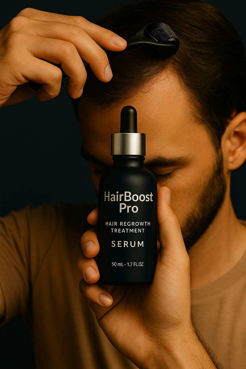 HairBoost Pro® – 3 Haftada Fark Yaratan Saç Güçlendirme Serumu + Dermaroller Seti