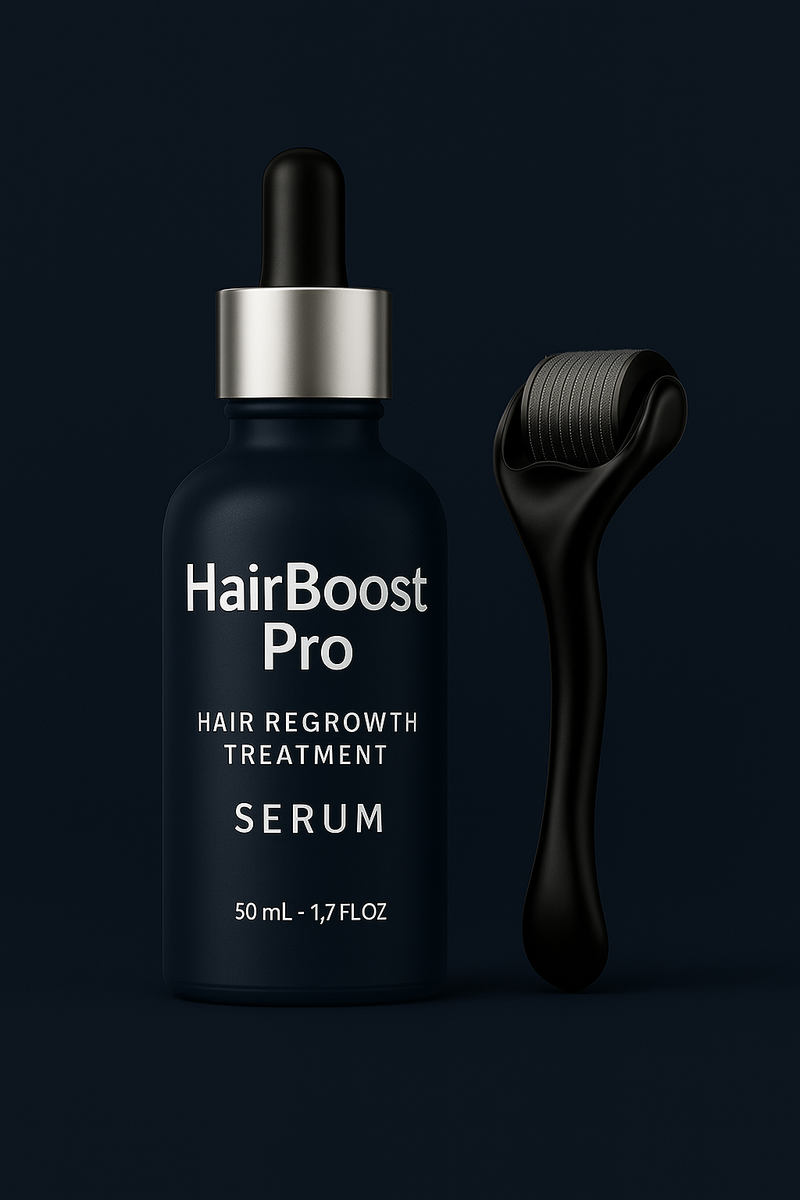 HairBoost Pro® – 3 Haftada Fark Yaratan Saç Güçlendirme Serumu + Dermaroller Seti